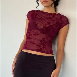 Motel Rocks Burgundy Velvet Burnout Nova Top